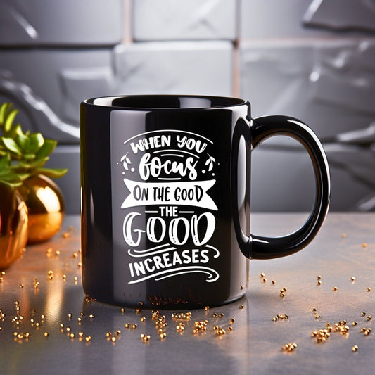 When You Focus on the Good - Bible Verse Faith Mug - Christian Religious Gift for Him - Dad Mug with Affirmations - Supportive Baptism Gift - Raiden Gate Design