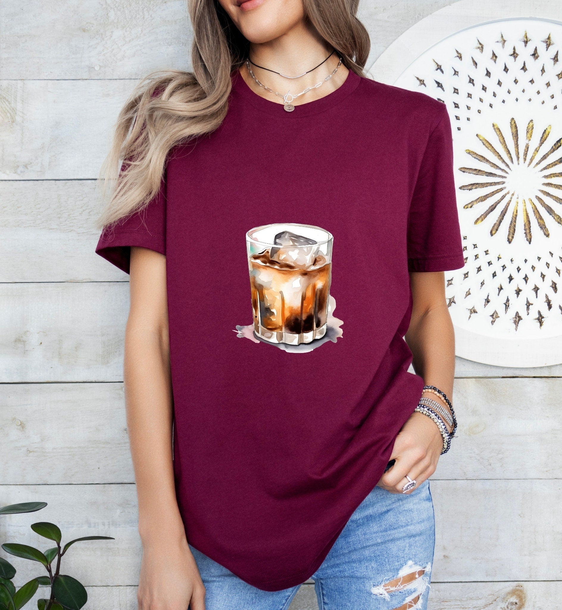 White Russia Cocktail Groom or Bride Cocktail Bar Shirt - Minimalist Aesthetic T-Shirt for Bachelor or Hen Party - Fun and Chic Design - Raiden Gate Design