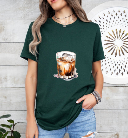 White Russia Cocktail Groom or Bride Cocktail Bar Shirt - Minimalist Aesthetic T-Shirt for Bachelor or Hen Party - Fun and Chic Design - Raiden Gate Design