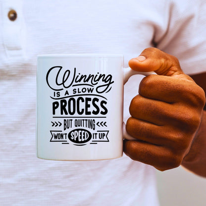 Winning is a slow process - Bible Verse Faith Mug - Christian Religious Gift for Him - Dad Mug with Affirmations - Supportive Baptism Gift - Raiden Gate Design