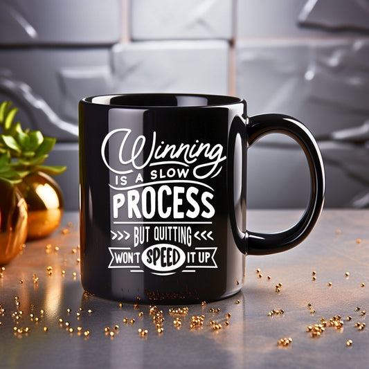 Winning is a slow process - Bible Verse Faith Mug - Christian Religious Gift for Him - Dad Mug with Affirmations - Supportive Baptism Gift - Raiden Gate Design