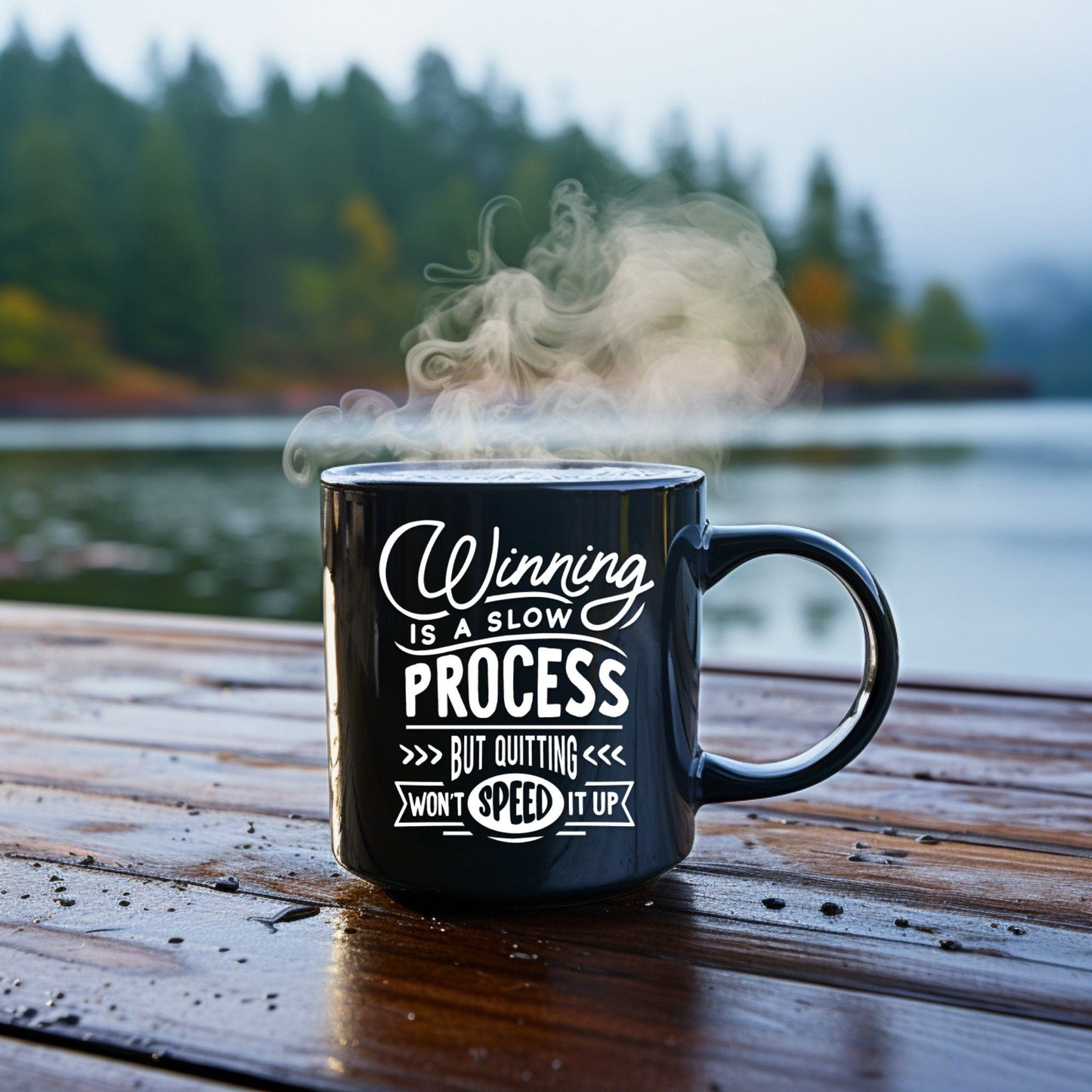 Winning is a slow process - Bible Verse Faith Mug - Christian Religious Gift for Him - Dad Mug with Affirmations - Supportive Baptism Gift - Raiden Gate Design