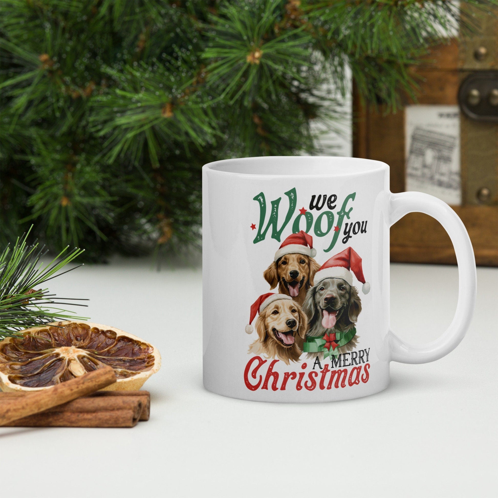 Woofy Christmas Dog Vintage Christmas Coffee Mug | Funny Gnome Christmas Mug | Cute Christmas Season Mug for Kids - Raiden Gate Design