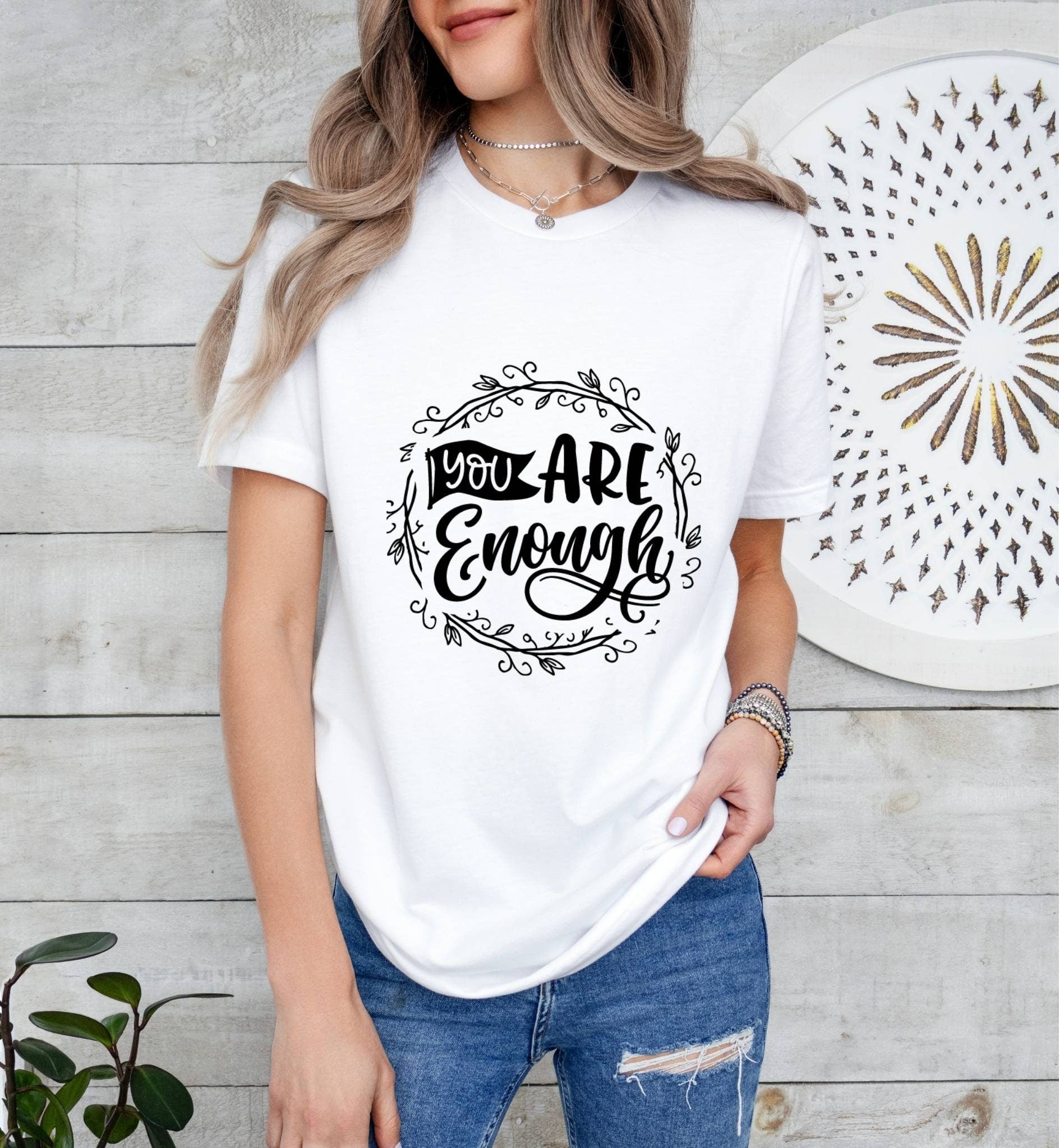 You are Enough Catholic Boho Church Shirt with Inspirational Bible Verse - Jesus Faith Religious - Raiden Gate Design