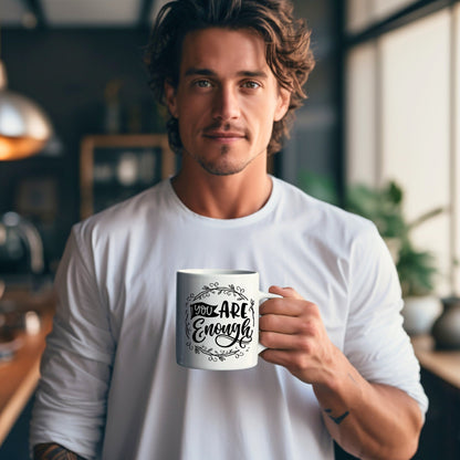 You are enough Mug - Bible Verse Faith Coffee Mug - Christian Religious Gift for Him - Dad Mug with Affirmations - Supportive Baptism Gift - Raiden Gate Design