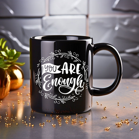 You are enough Mug - Bible Verse Faith Coffee Mug - Christian Religious Gift for Him - Dad Mug with Affirmations - Supportive Baptism Gift - Raiden Gate Design