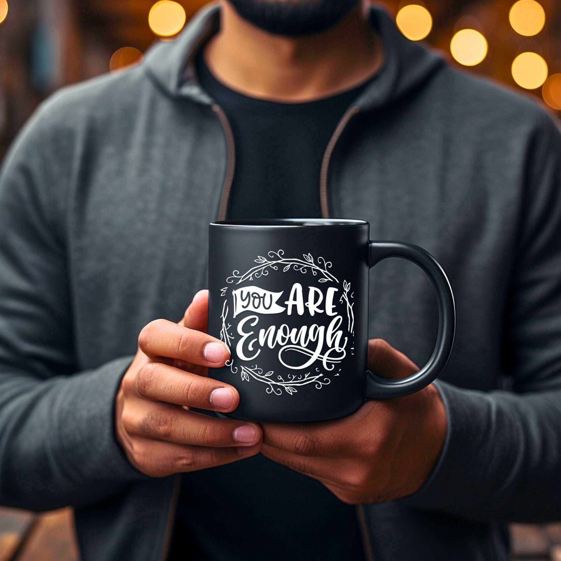 You are enough Mug - Bible Verse Faith Coffee Mug - Christian Religious Gift for Him - Dad Mug with Affirmations - Supportive Baptism Gift - Raiden Gate Design