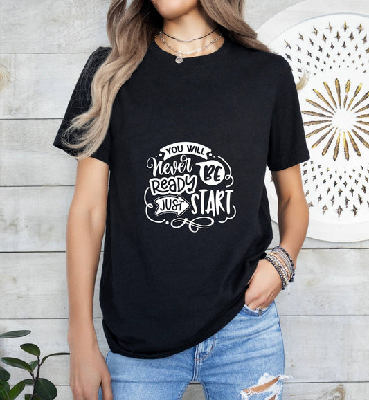 You Will Never Be Ready, Just Start Catholic Boho Church Shirt with Inspirational Bible Verse - Jesus Faith Religious - Raiden Gate Design